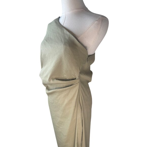 NWT ZARA Medium Asymmetrical One Shoulder Linen Maxi Dress - Picture 6 of 16